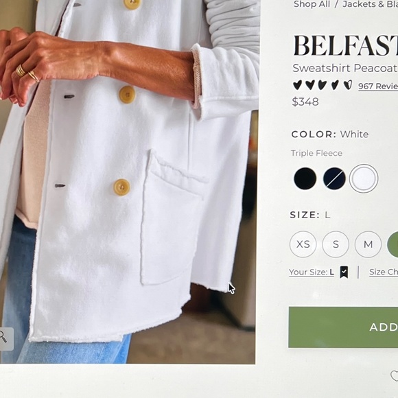 Frank & Eileen BELFAST Sweatshirt Peacoat Triple Fleece White Size M NWOT - Picture 13 of 13